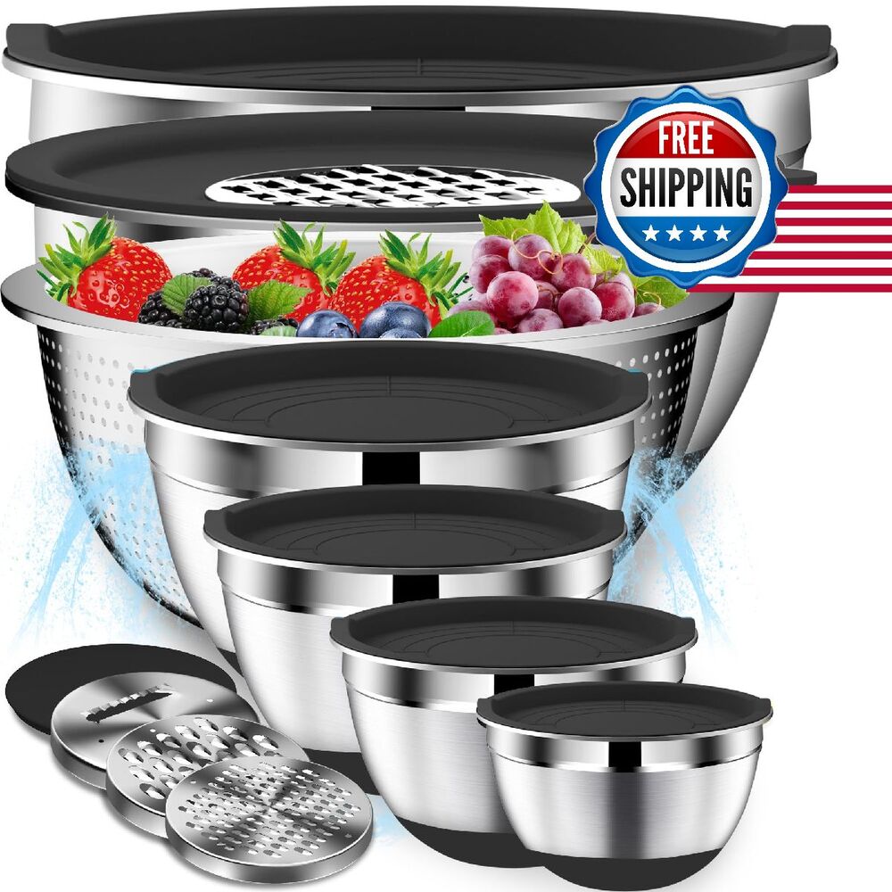Mixing Bowls with Lids Set - 16pcs Stainless Steel Mixing Bowl Set with C